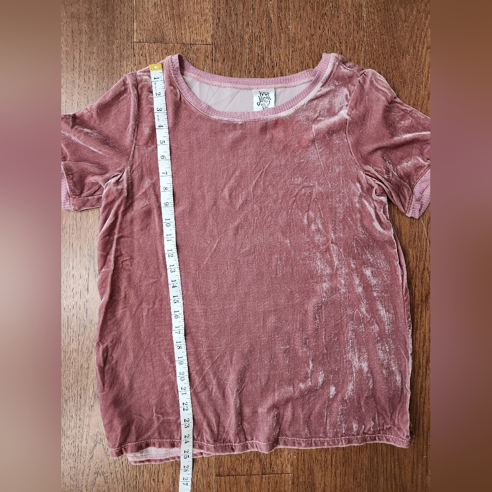 Ivy Jane Lori crushed velvet oversized silk blend top, Size XS, in mauve color - Picture 6 of 7